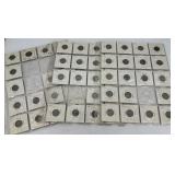 Fifty-Three Sleeved Indian Head and Wheat Pennies