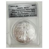 2011-S ANACS MS 70 25th Anniversary Silver Eagle F