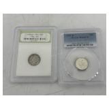 Two Graded Mercury Silver Dimes incl 1941-D PCGS G