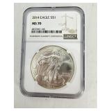 2014 NGC MS 70 US Eagle Silver $1 Coin