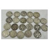 Twenty-Two US Silver Mercury Dimes