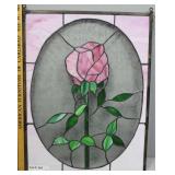 Beautiful Stained glass Art with flower in pink an