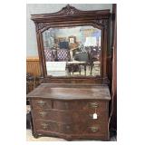 3 over 2 Drawer Lowboy Dresser with Large Mirror -