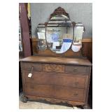 3 over 2 Drawer Lowboy Dresser with Heavily Carved