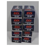 Ten CCI packs of .22LR 40 gr Lead Round Nose ammo