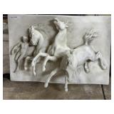 Fiberglass Molded 3-D Man with 3 Horse - 28" x 19"
