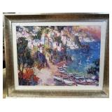 Abstract painting of Spanish Villa near the sea si