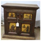 Oriental Hardwood Cabinet Carved and Stained Drawe