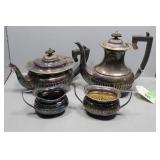 Silver-plate 4 pc Tea/Coffee Set incl Teapot, Coff