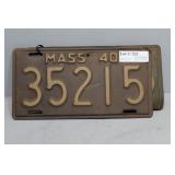1939 & 1940 Massachusetts License Plates