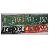 Four 1960s Florida Sunshine State License Plates: