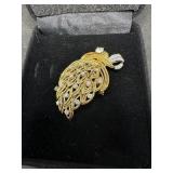 18kt Yellow Gold Custom Cast Diamond Peacock Brooc