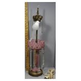 Antique Glass Table Lamp Bohemian Style Pink Luste