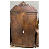 Double Door Wardrobe with carved round top,