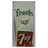 Vintage Tin Advertising Sign for 7up "fresh up wit