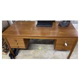 Teak Writing Desk with Six Drawers - 57.25" x 27.7
