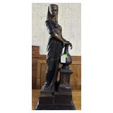 Copper Egyptian Goddess on Marble base - 14" x 10.
