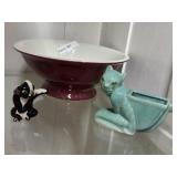 Large Hall China Salad Bowl w/ Wepper Pottery Vase