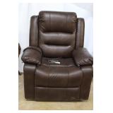 Oversized Brown Leather Electric Lift Recliner - o