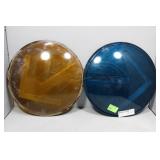 Two Vintage Glass Arrow Traffic Light Shades in Ye
