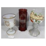 French Opaline Glass Goblet, Irish "Thou Shall Dri