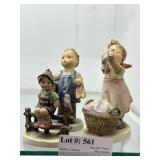 Three Goebels incl girl folding laundry, boat with