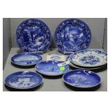 Eight Blue and White Commemorative Plates incl Roy