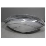Art Glass Fan Bowl in White and Gray Hues - 15" W