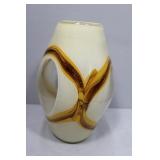 Bubble Art Glass Vase in cream & amber hues - 12.5