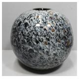 Black with gold flake Oval Art Glass Vase - 8.5" H