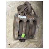 Antique Triple Sheave Block Pulley