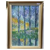 Watercolor birchwood scene - 30.5" x 42.5"