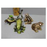 Four Decorative Turtle and Frogs Enamel Trinket Bo
