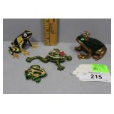 Four Decorative Turtle and Frogs Enamel Trinket Bo