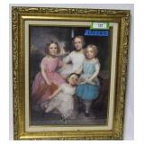 Framed print of Victorian children at rest  - 22"