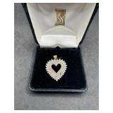 10kt Heart Pendant with a burst of diamonds - 5.3