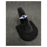 10kt White Gold Ring with Square Blue Topaz Stone