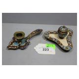 Champlevï¿½ Complementary Set incl Ink Well & Candle