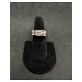 14kt gold ring w/ ten light blue stones - Size 6.5