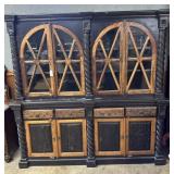 Massive 2-pc Symmetrical China Cabinet Hand-carved