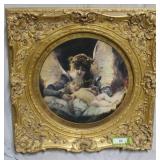 Contemporary print of angel and cherub - 26" x 26"