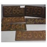 Six 1920s Massachusetts License Plates: 1925-1929
