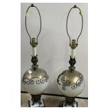 Pair of Ornate Spherical Body and Marble Base - 39