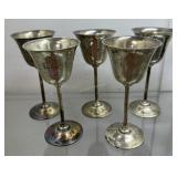 Five Sterling Goblets w/ etched E.J.MC - 586 gtw