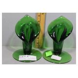 Pair Cambridge Calla Lily Candle Holders in Green