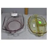 Heisey Hawthorne purple double handled dish &