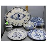 Blue & White china - carriage scene, pitcher,