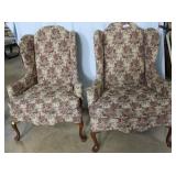 Wingback Floral patterned upholstered Chairs with