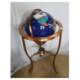 34" H Blue Lapis World Globe with Rose Gold Stand
