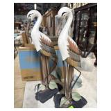 Pair of wood carved Shore birds on slate